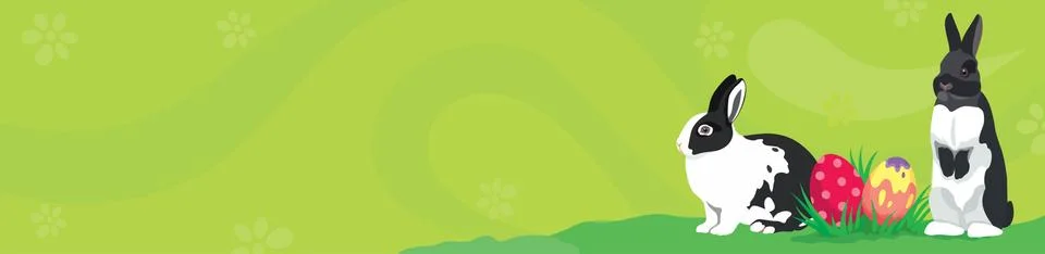 Easter template Web banner Header with rabbits Stock Illustration