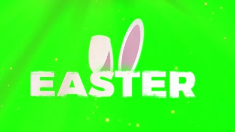 Easter text animation with bunny ears on a green screen background Stock Footage 343908552