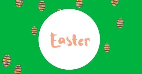 Easter text banner with decorative easter eggs icons against transparent Stock Footage 318432647