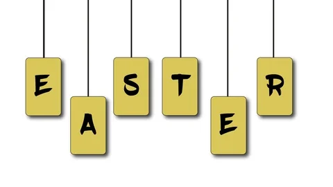 Easter text flying and appearing on screen. Beautiful animation for Easter Stock Footage 87790951