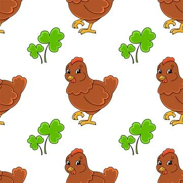 Easter theme. Color seamless pattern. Cartoon style. Hand drawn. Vector illus Stock Illustration