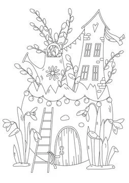 Easter Theme Coloring Page Stock Illustration