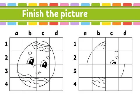 Easter theme. Finish the picture. Coloring book pages for kids. Education dev Stock Illustration