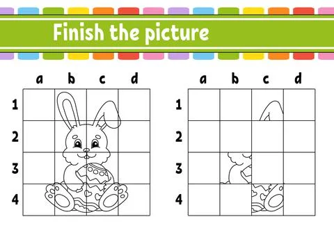 Easter theme. Finish the picture. Coloring book pages for kids. Education dev Stock Illustration