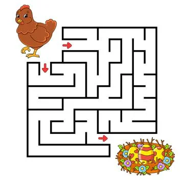 Easter theme. Square maze. Game for kids. Puzzle for children. Labyrinth conu Stock Illustration