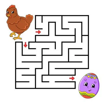 Easter theme. Square maze. Game for kids. Puzzle for children. Labyrinth conu Stock Illustration