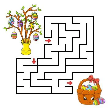 Easter theme. Square maze. Game for kids. Puzzle for children. Labyrinth conu Stock Illustration