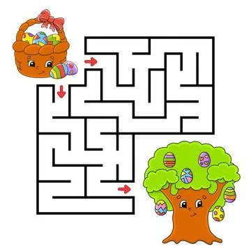 Easter theme. Square maze. Game for kids. Puzzle for children. Labyrinth conu Stock Illustration