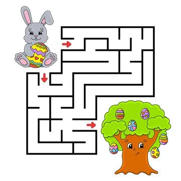 Easter theme. Square maze. Game for kids. Puzzle for children. Labyrinth conu Stock Illustration