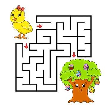 Easter theme. Square maze. Game for kids. Puzzle for children. Labyrinth conu Stock Illustration