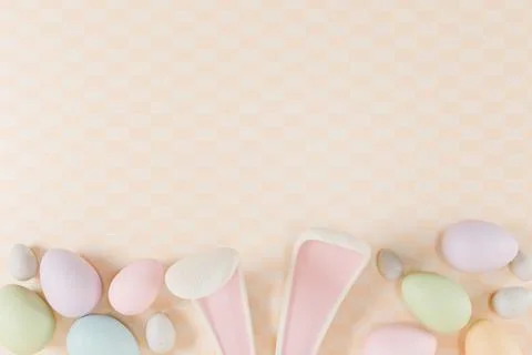 Easter themed image featuring pastel eggs and bunny ears Illustrazione stock