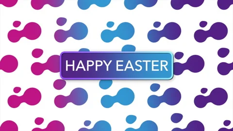Easter-themed pattern with blue and purple dots and Happy Easter in pink 库存影片 265553503
