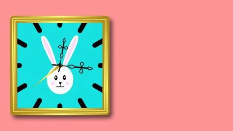 Easter time decorative clock with golden frame texture. Stock Illustration