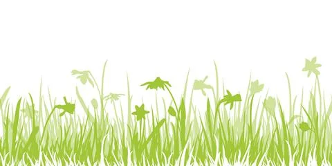 Easter time grassland with flowers background Stock Illustration