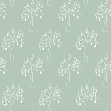 Easter tree. Drawing with white lines. Seamless ornament. Stock Illustration