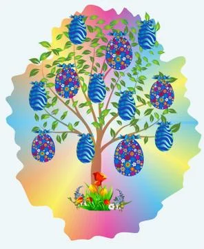 Easter tree with Easter eggs Stock Illustration