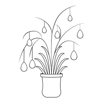 The Easter tree grows in a pot. Sketch. Vector illustration. Stock Illustration