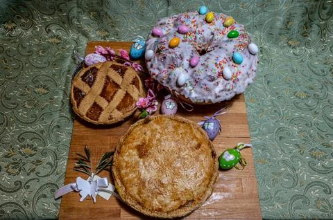 Easter. Typical rustic desserts of the Campania tradition Stock Photos
