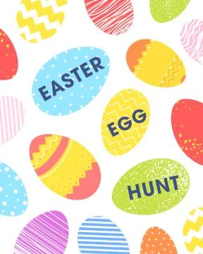 Easter typography.Colorful eggs with quote easter egg hunt. Seasons greetings Illustrazione stock