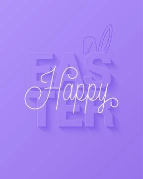 Easter vector card. Happy easter sign on violet Stock Illustration