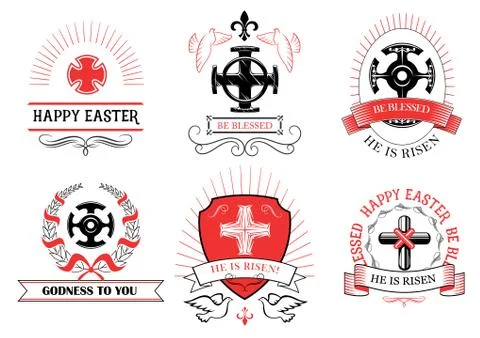 Easter vector crucifix cross for paschal greeting 스톡 일러스트