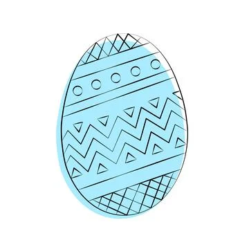 Easter vector egg drawn with outline. On the background of a colored spot Stock Illustration