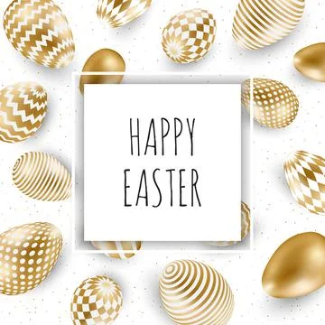 Easter vector illustration with calligraphic greeting and Easter eggs decorated Stock Illustration