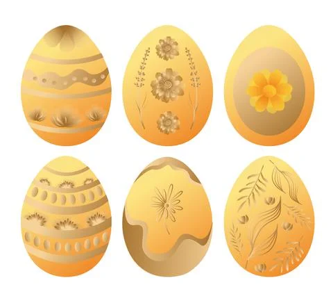 Easter vector illustration, set of colored Easter eggs. Six beautiful eggs in Stock Illustration