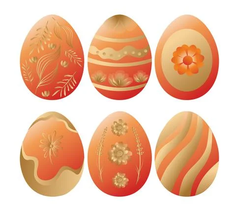Easter vector illustration, set of colored Easter eggs. Six beautiful eggs in Stock Illustration