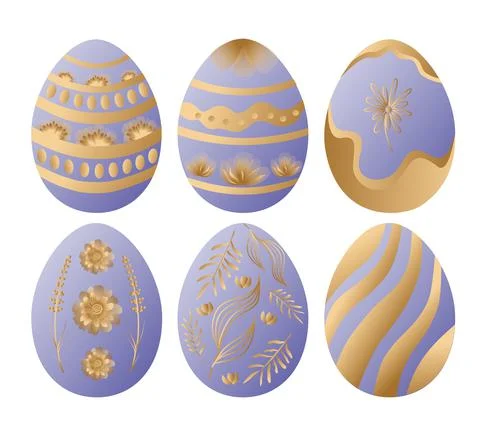 Easter vector illustration, set of colored Easter eggs. Six beautiful eggs in Stock Illustration