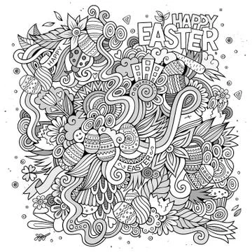 Easter vector sketch background Stock Illustration