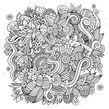 Easter vector sketch background Stock Illustration