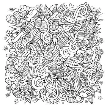 Easter vector sketch background Stock Illustration