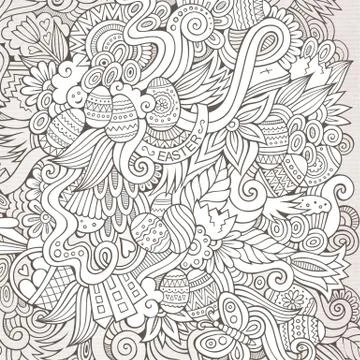 Easter vector sketch background Stock Illustration