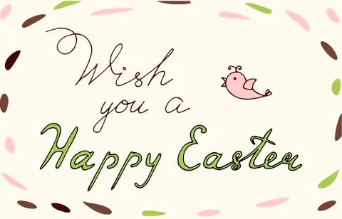 Easter vector vintage phrase Wish you a happy Easter . Stock Illustration