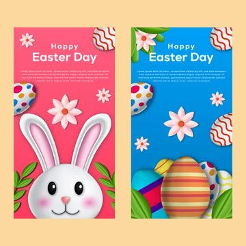 Easter vertical banner illustration set Stock Illustration