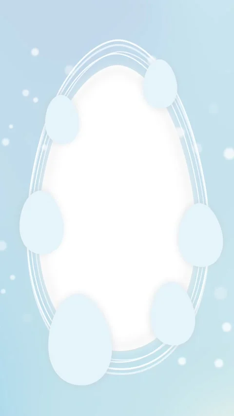 Easter vertical banner in pastel blue colors with eggs and egg shaped frames Stock Footage 305478734