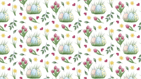 Easter watercolor background pattern on a seamless loop Stock Footage 330900610