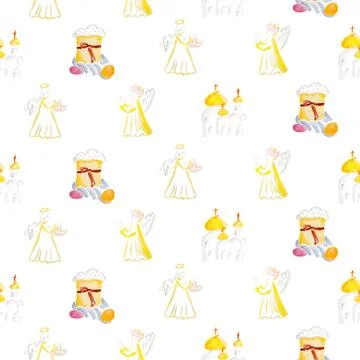 Easter watercolor pattern isolated 库存插图