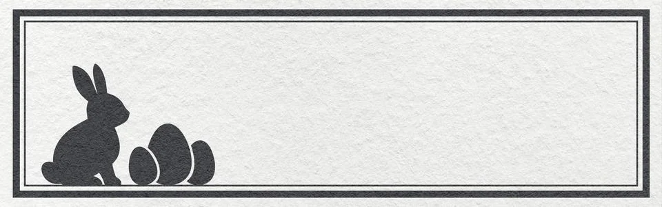 Easter website header banner with black bunny and eggs silhouette on white .. 스톡 사진