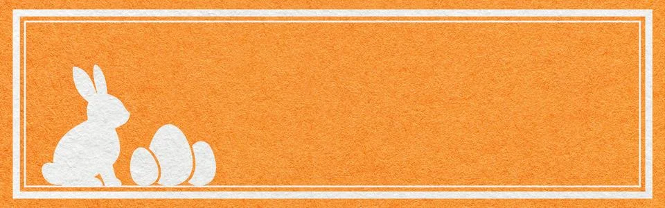 Easter website header banner with white bunny and eggs silhouette on orange t 스톡 사진