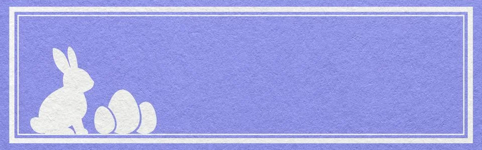 Easter website header banner with white bunny and eggs silhouette on lavender 스톡 사진