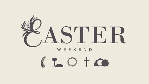 Easter Weekend banner with creative lettering and icons of Holy Week Stock Illustration