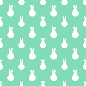 Easter white bunnies seamless pattern. Vector illustration. Stock Illustration