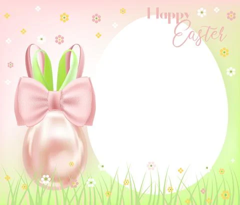 Easter White Egg with Bunny Bow and Egg-Form blanc Stock Illustration