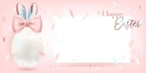 Easter White Egg with Bunny Bow Stock Illustration