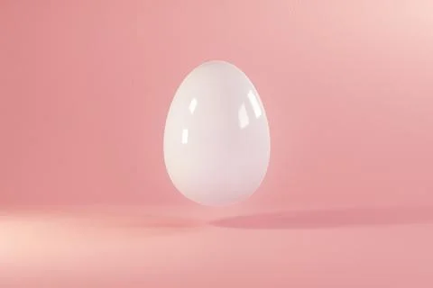 Easter white egg flying on pink background. Minimal easter concept. Happy Easter Stock Illustration