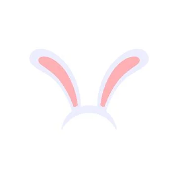 Easter white rabbit ears on headband flat vector illustration isolated on white. Stockillustratie