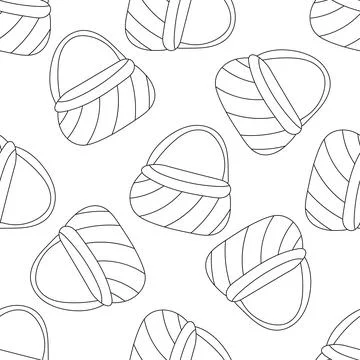 Easter wicker basket hunting eggs pattern textile Stock Illustration