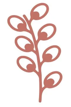 Easter willow branch. Simple contour drawing. Stock Illustration